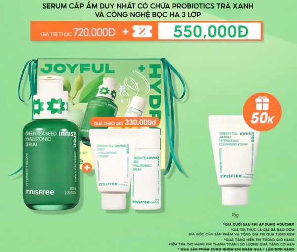 [Phiên bản Giới Hạn 2025] Bộ Serum trà xanh cấp ẩm sâu phục hồi da, với Probiotics INNISFREE Green Tea Seed Serum 80ml