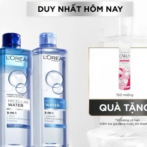 Bộ 2 nước tẩy trang đa năng 3in1 L'Oreal Paris Micellar Water 400ml x 2