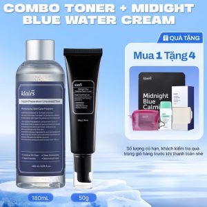 COMBO Nước hoa hồng Supple Preparation Unscented 180ml+Kem dưỡng Midnight Blue Clearing Water Cream 50g