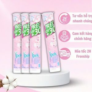 [Mua 6 tặng 1 bông] Bông tẩy trang IPEK 130 miếng 100% cotton mềm mịn, thấm hút tốt, siêu tiết kiệm